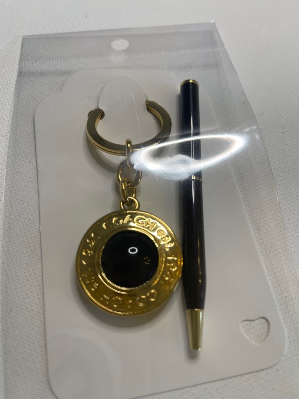 Coach Gold-tone Medallion Keychain with Purple Center and Black Coach Pen - Picture 7 of 7
